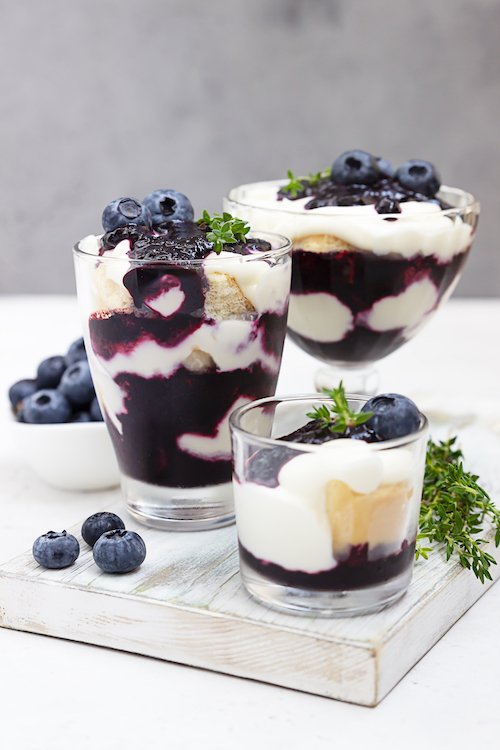 Three Glass of Blueberry Yogurt